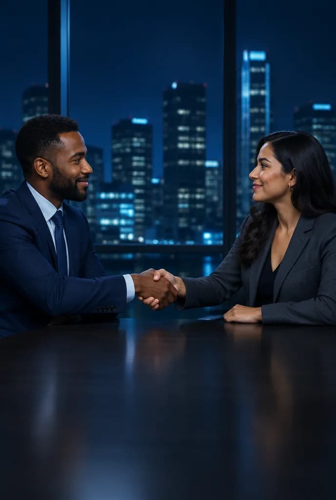Two professionals closing a portfolio deal